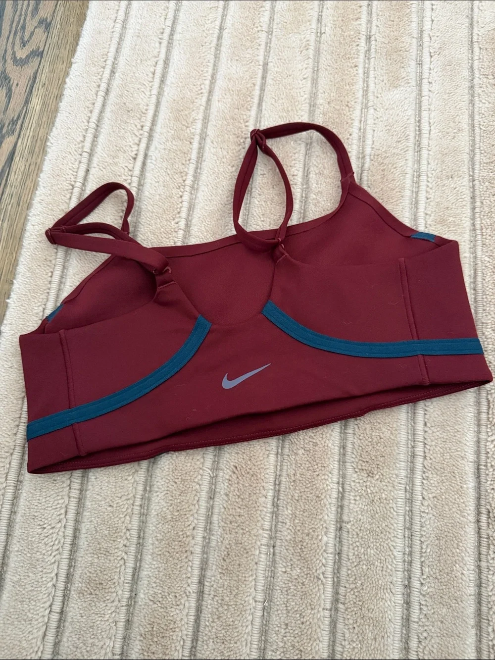 Nike Burgundy Sports Bra with Teal Trim